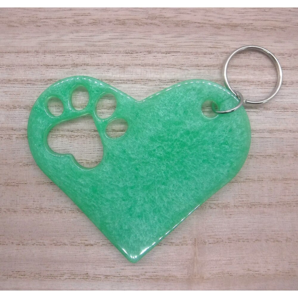 Keychain Heart w/ Paw Print